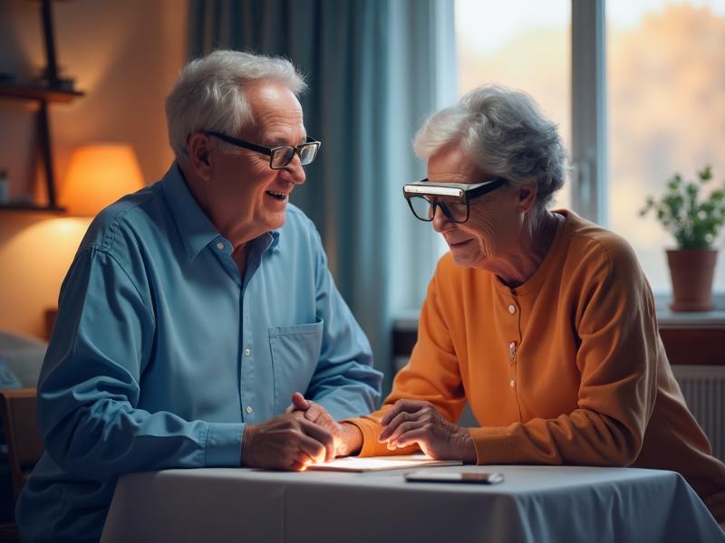 Alzheimer's patient with family caregiver showing care and support